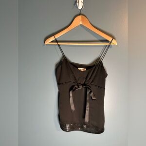 LOFT Sz 0 Black Camisole with Bow Detail and Sequins